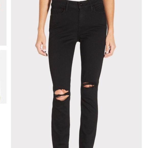 NEW PAIGE BLACK FRAYED JEANS - Picture 5 of 6